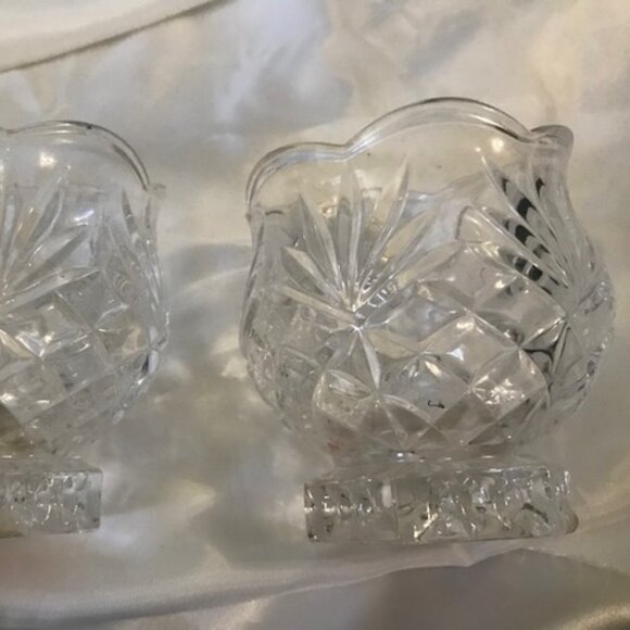 BEAUTIFUL SET OF 3 Crystal Votive Etched Candle Holders Including Tulip Candles. - Picture 2 of 5